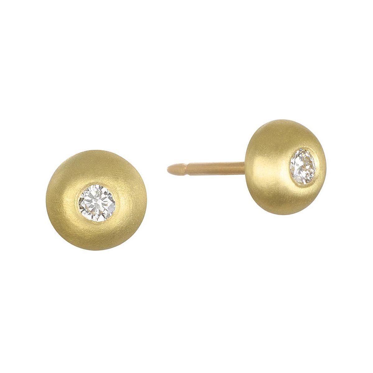 Faye Kim 18k Gold Diamond Dome Stud Earrings For Sale