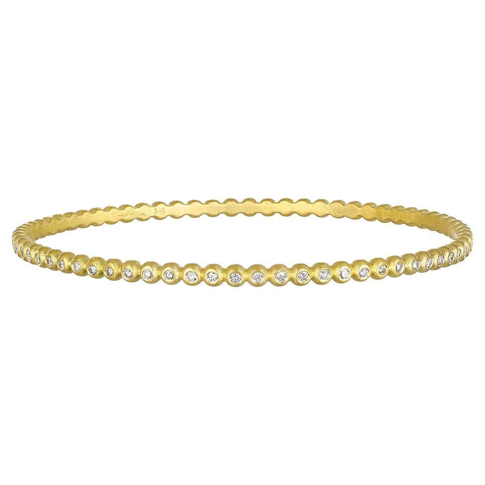 Faye Kim 18K Gold Diamond Granulation Bead Bangle Bracelet