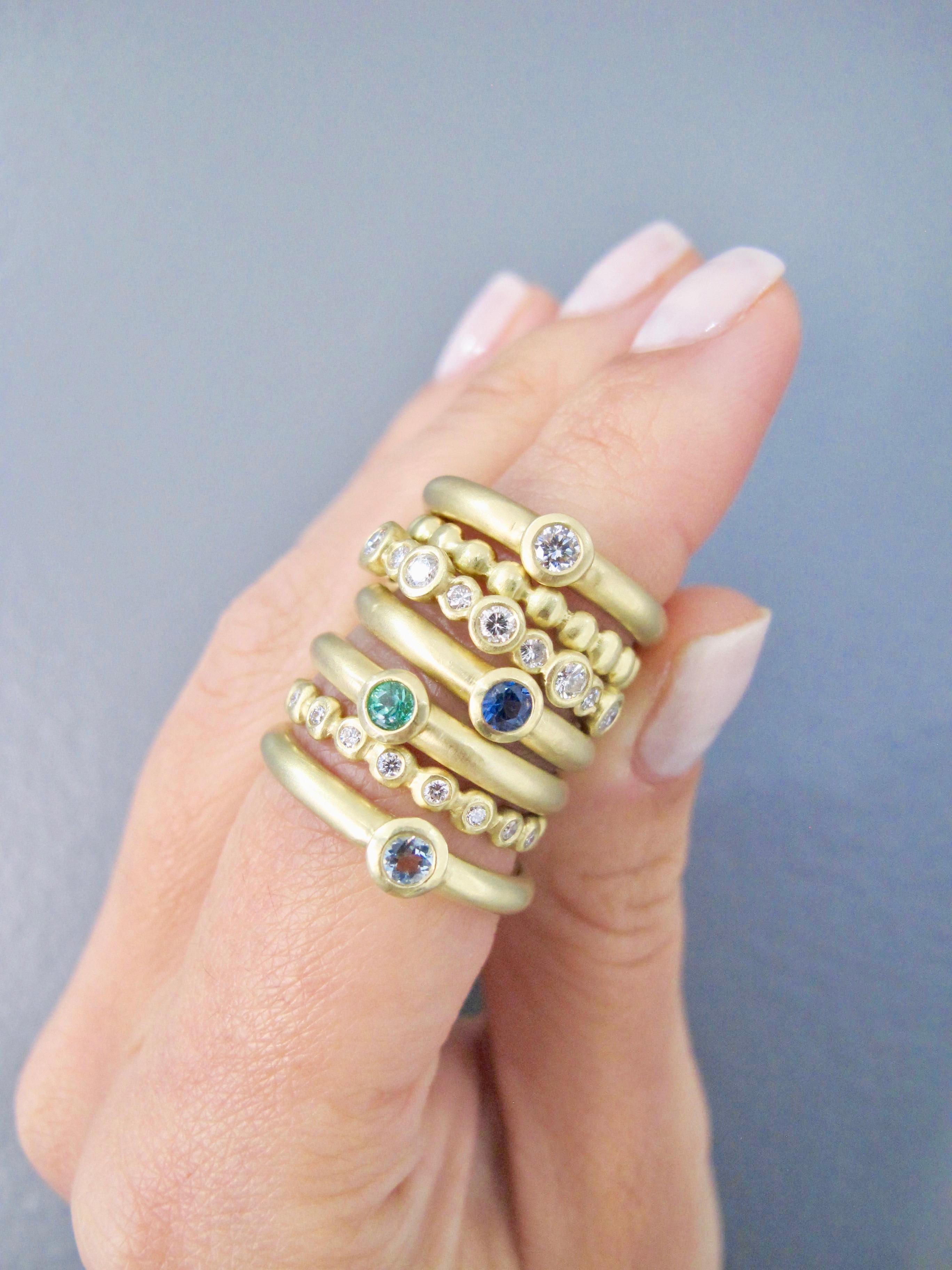 Faye Kim 18 Karat Gold Diamond Stack Ring In New Condition For Sale In Darien, CT