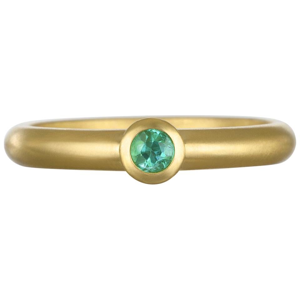 Faye Kim 18 Karat Gold Emerald Stack Ring For Sale