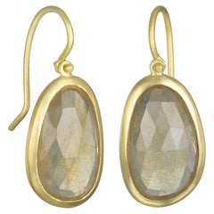Faye Kim 18K Gold Faceted Freeform Sapphire Slice Earrings