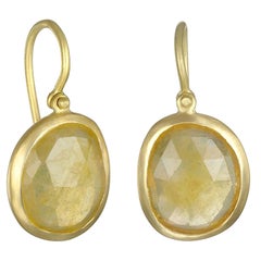 Faye Kim 18K Gold Faceted Freeform Sapphire Slice Earrings