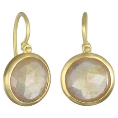 Faye Kim 18K Gold Faceted Round Sapphire Slice Earrings