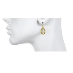Faye Kim 18K Gold Faceted Teardrop Sapphire Slice Earrings