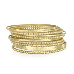 Faye Kim 18K Gold Medium Flat Hammered Bangle Bracelet