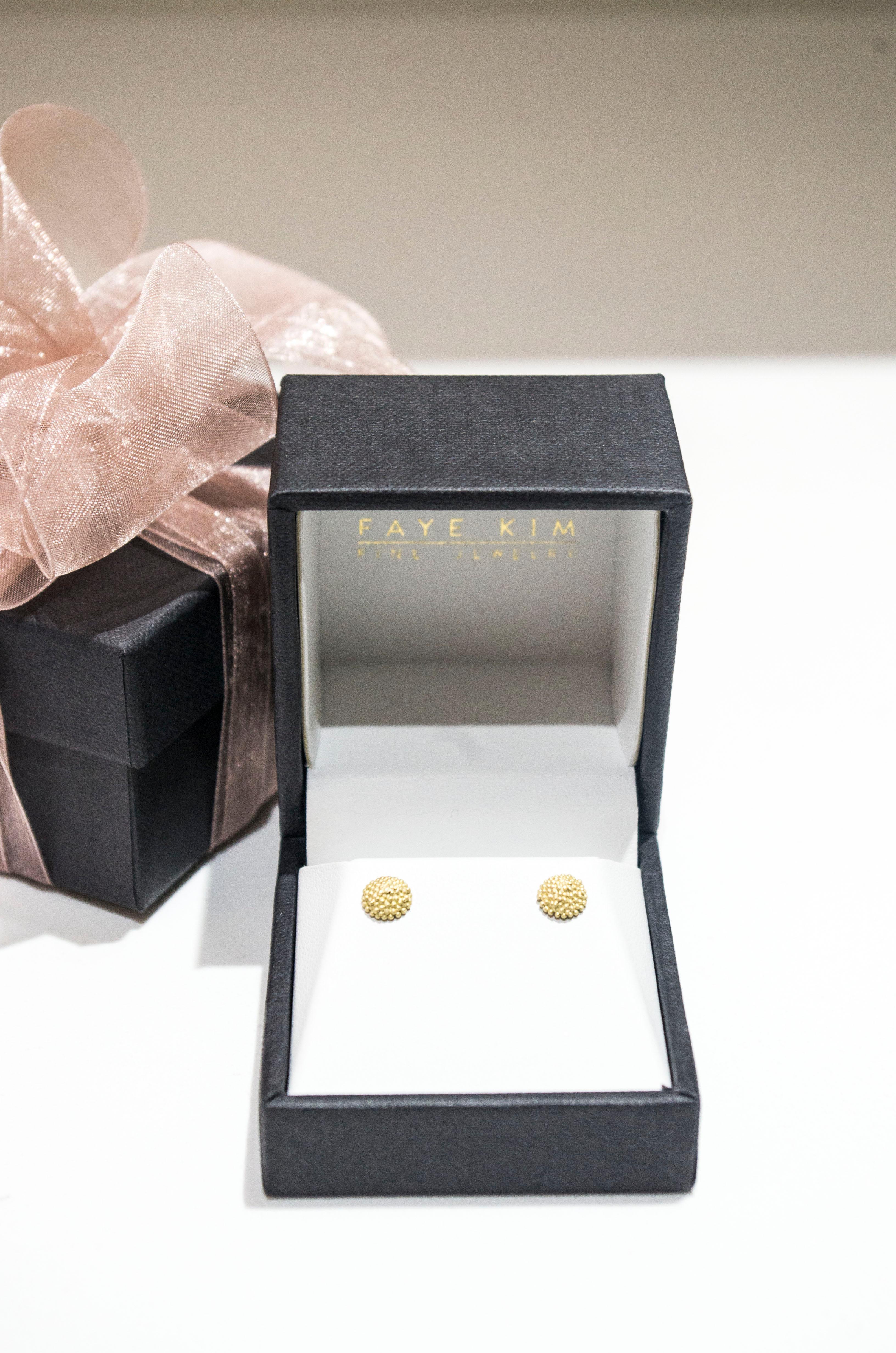 Contemporary Faye Kim 18k Gold Mini Granulation Bead Stud Earrings