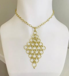 Faye Kim 18 Karat Gold Handmade Diamond Mesh Pendant