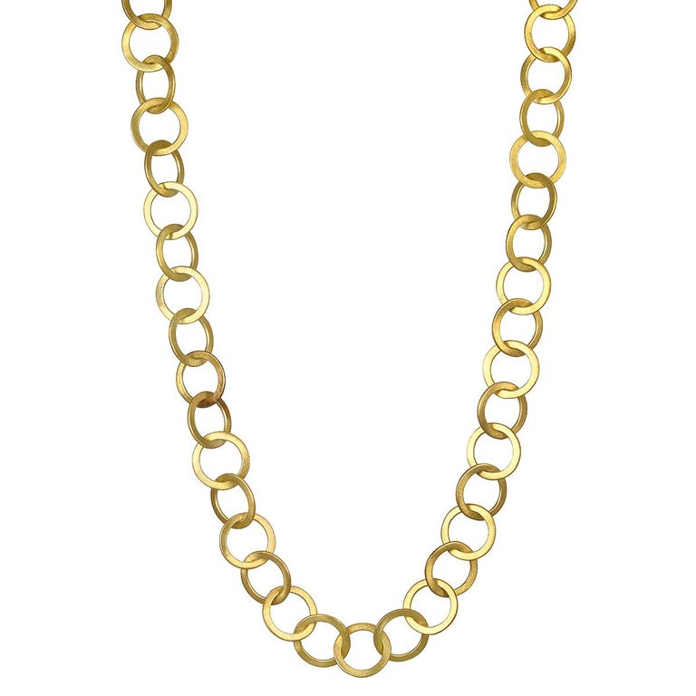 Faye Kim 18 Karat Gold Handmade Round Planished Chain Link Necklace For ...