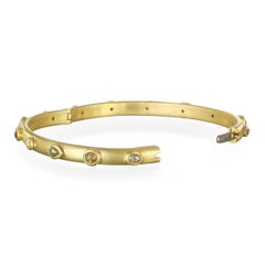 Faye Kim 18K Gold Hinged Bangle Bracelet with Milky Diamonds