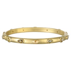 Faye Kim 18K Gold Hinged Bangle Bracelet with Milky Diamonds