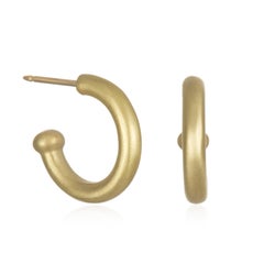 Faye Kim 18 Karat Gold Hoop Earrings with Triple Diamond Drops