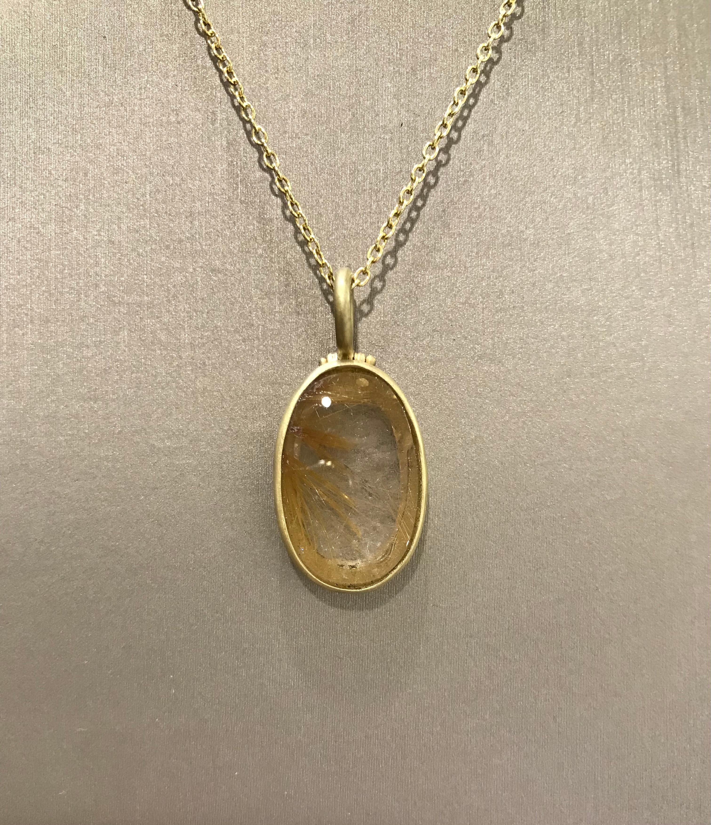Faye Kim 18K Gold Landscape Agate Pendant on Cable Chain In New Condition For Sale In Westport, CT