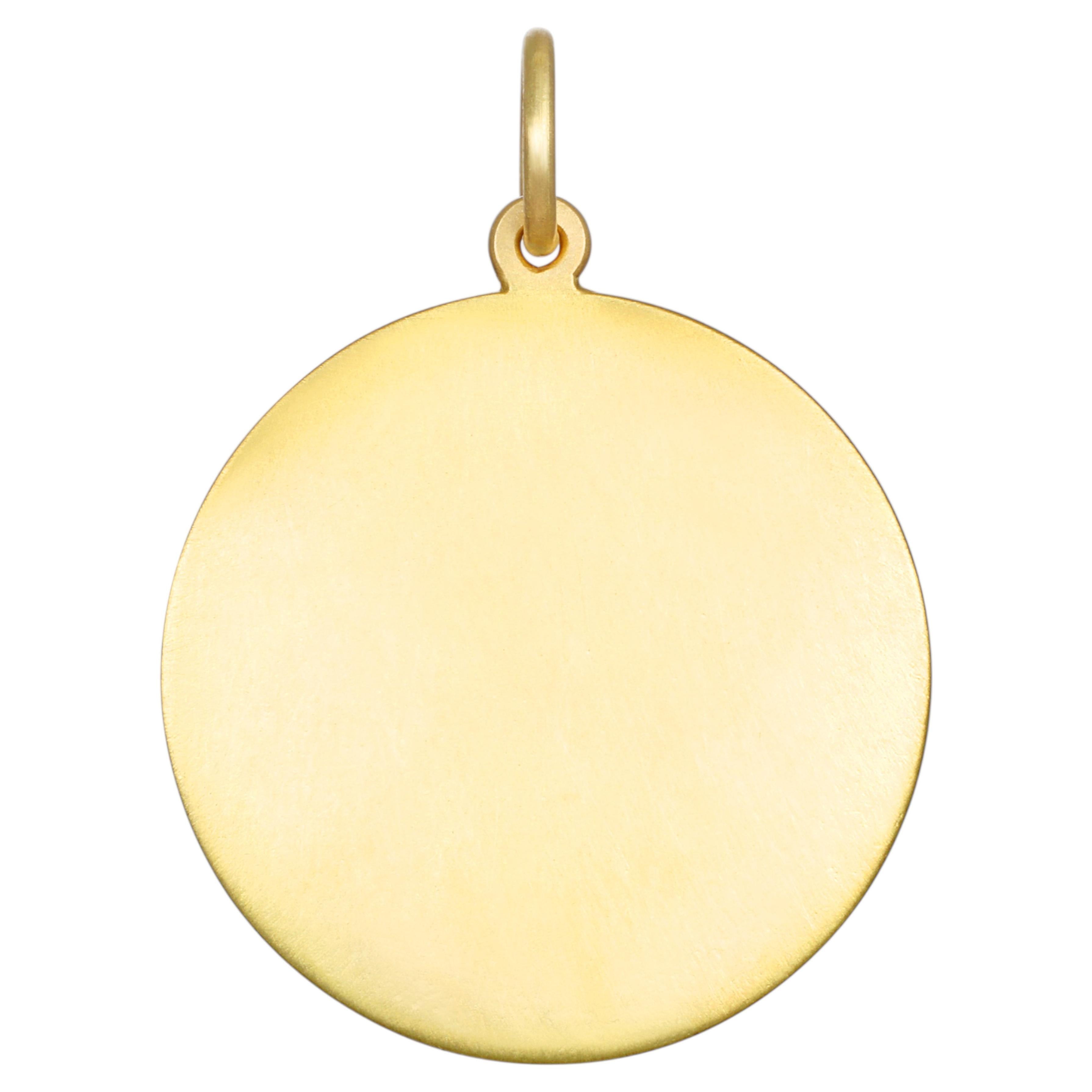 Faye Kim 18K Gold Large Disc Pendant, Contemporary Design, USA