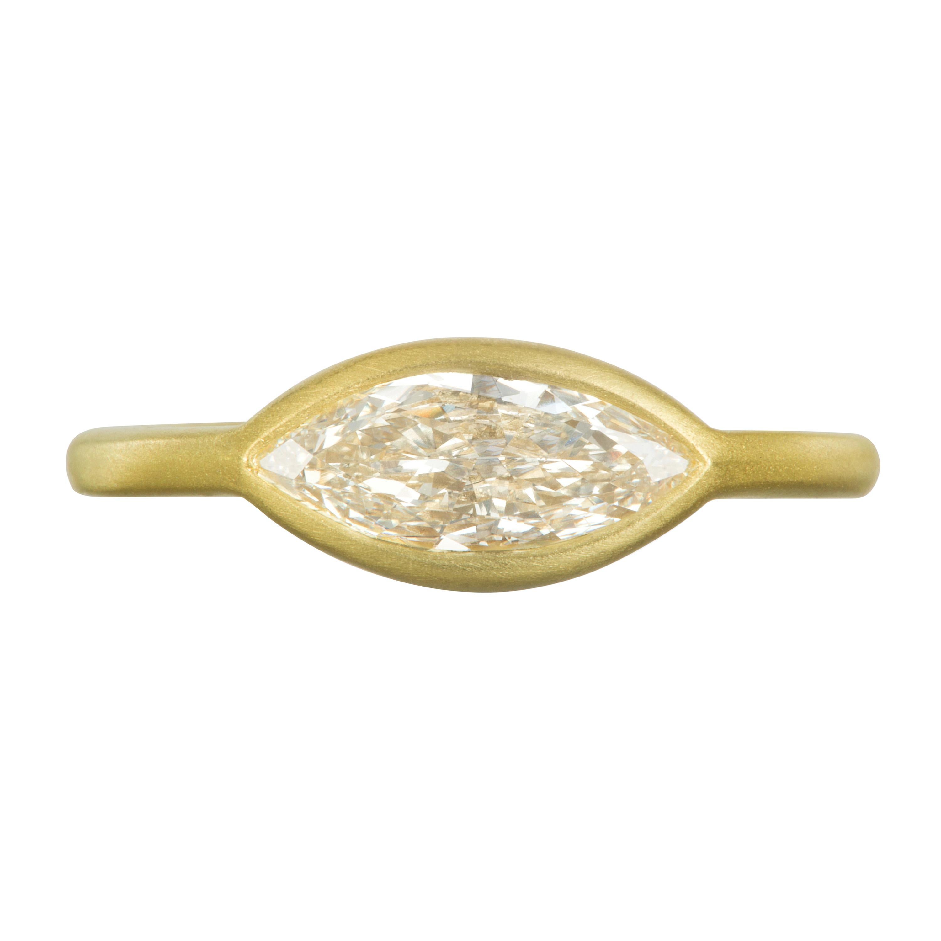 Faye Kim 18 Karat Gold Marquise Cut Diamond Ring