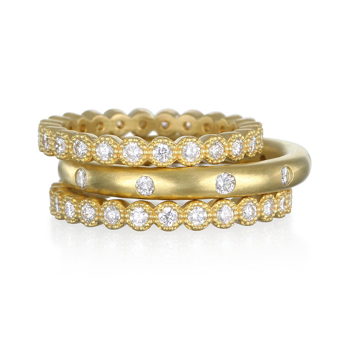 Eternity-Ring, 18 Karat Gold Milgrain-Diamant, Kim, Milgrain (Zeitgenössisch) im Angebot