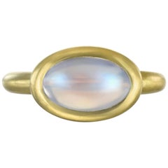 Faye Kim 18 Karat Gold Oval Blue Moonstone Ring