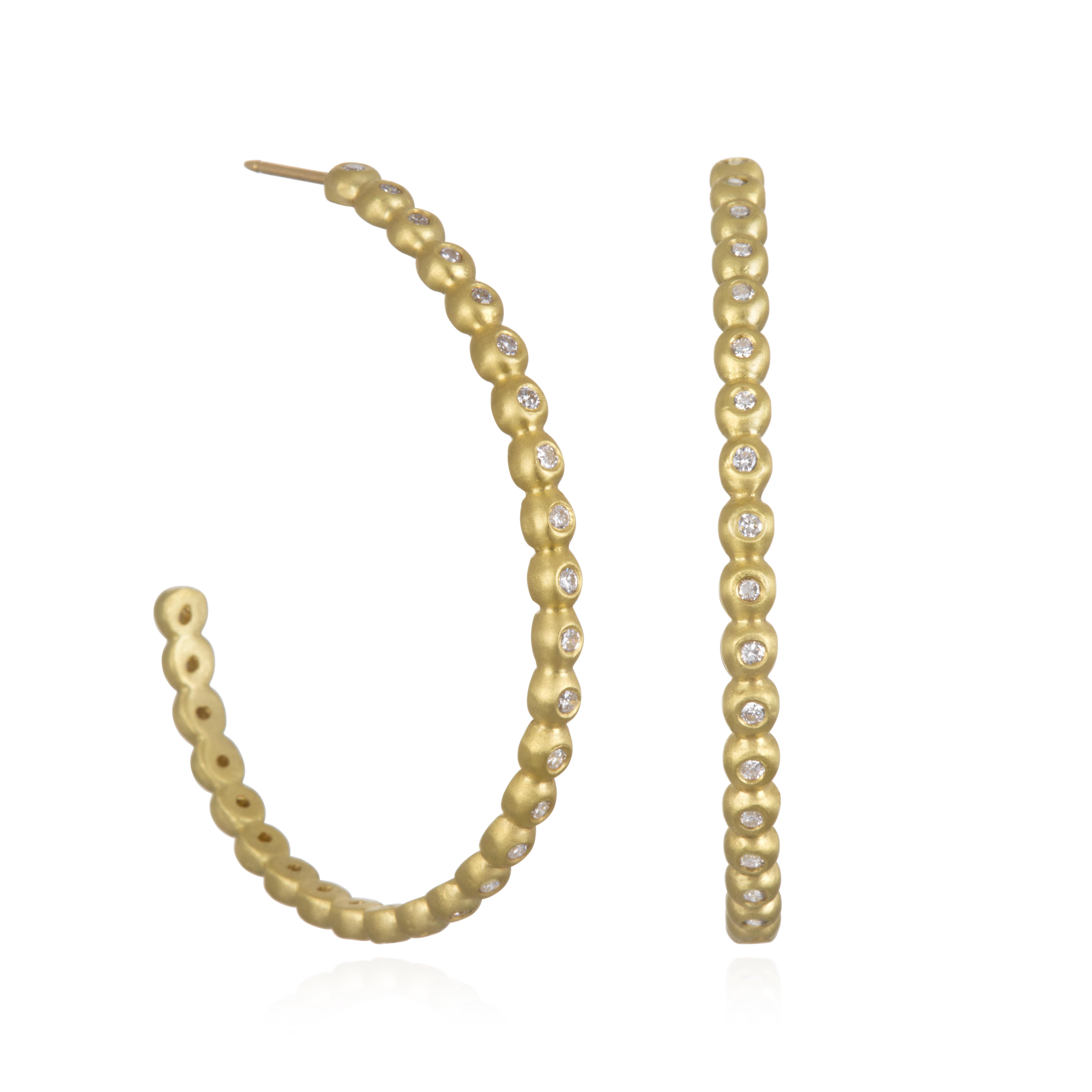 Faye Kim 18 Karat Gold Diamond Hoop Earrings