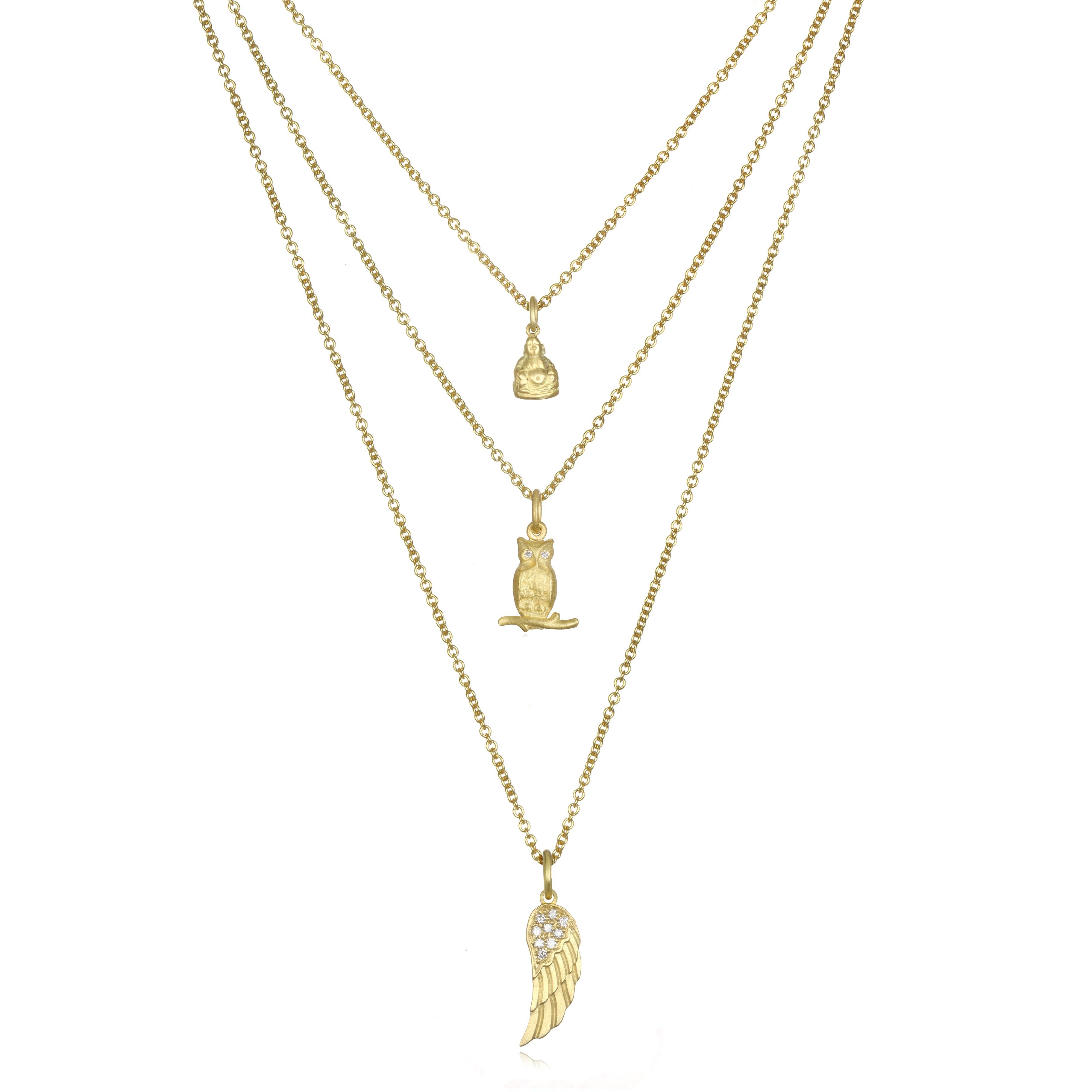 18k gold owl pendant