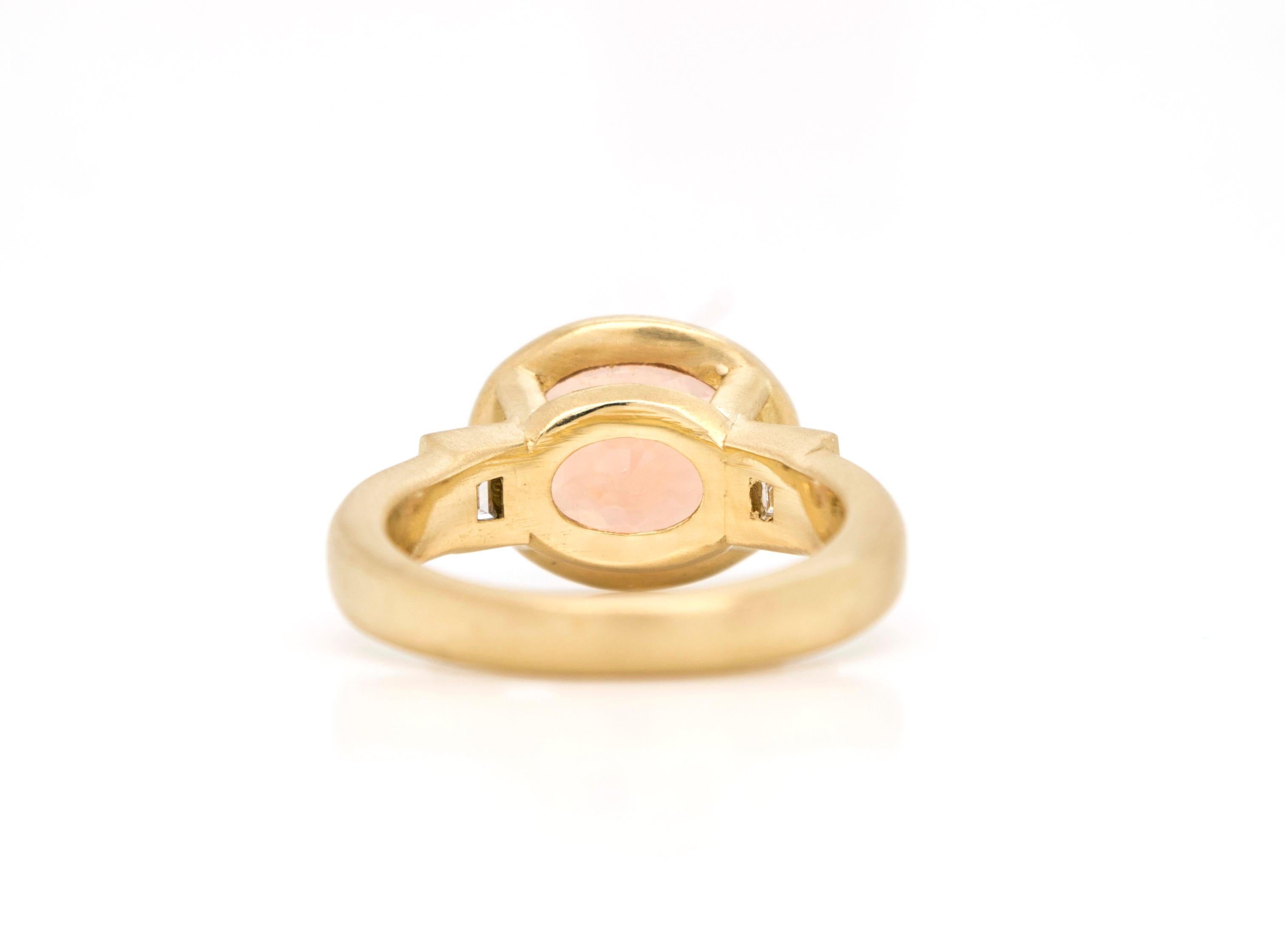 Faye Kim 18 Karat Gold Peach Tourmaline and Diamond Ring 2