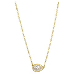 Faye Kim 18K Gold Pear Shaped Diamond Necklace