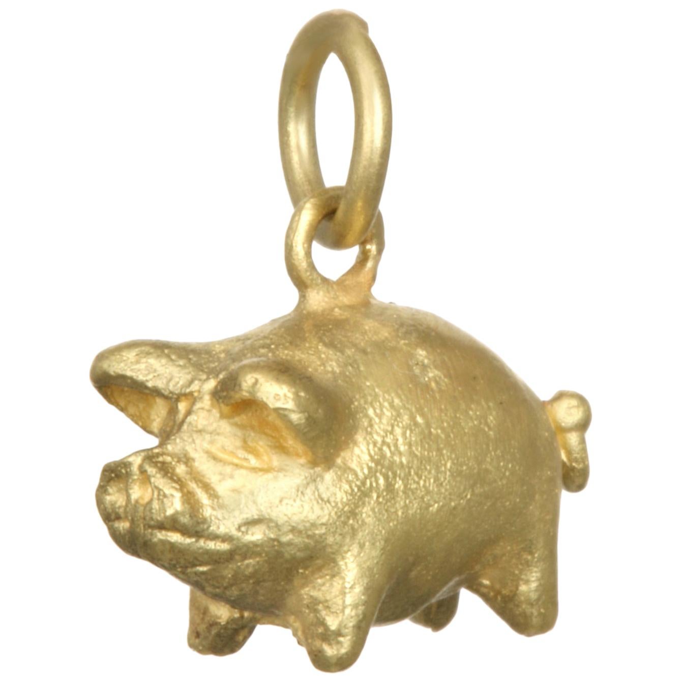 Faye Kim 18K Gold Pig Charm Necklace - Large