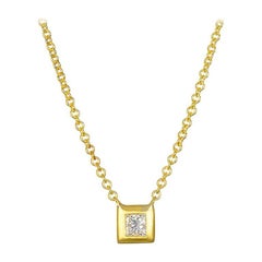 Faye Kim 18k Gold Princess-Cut Diamond Necklace