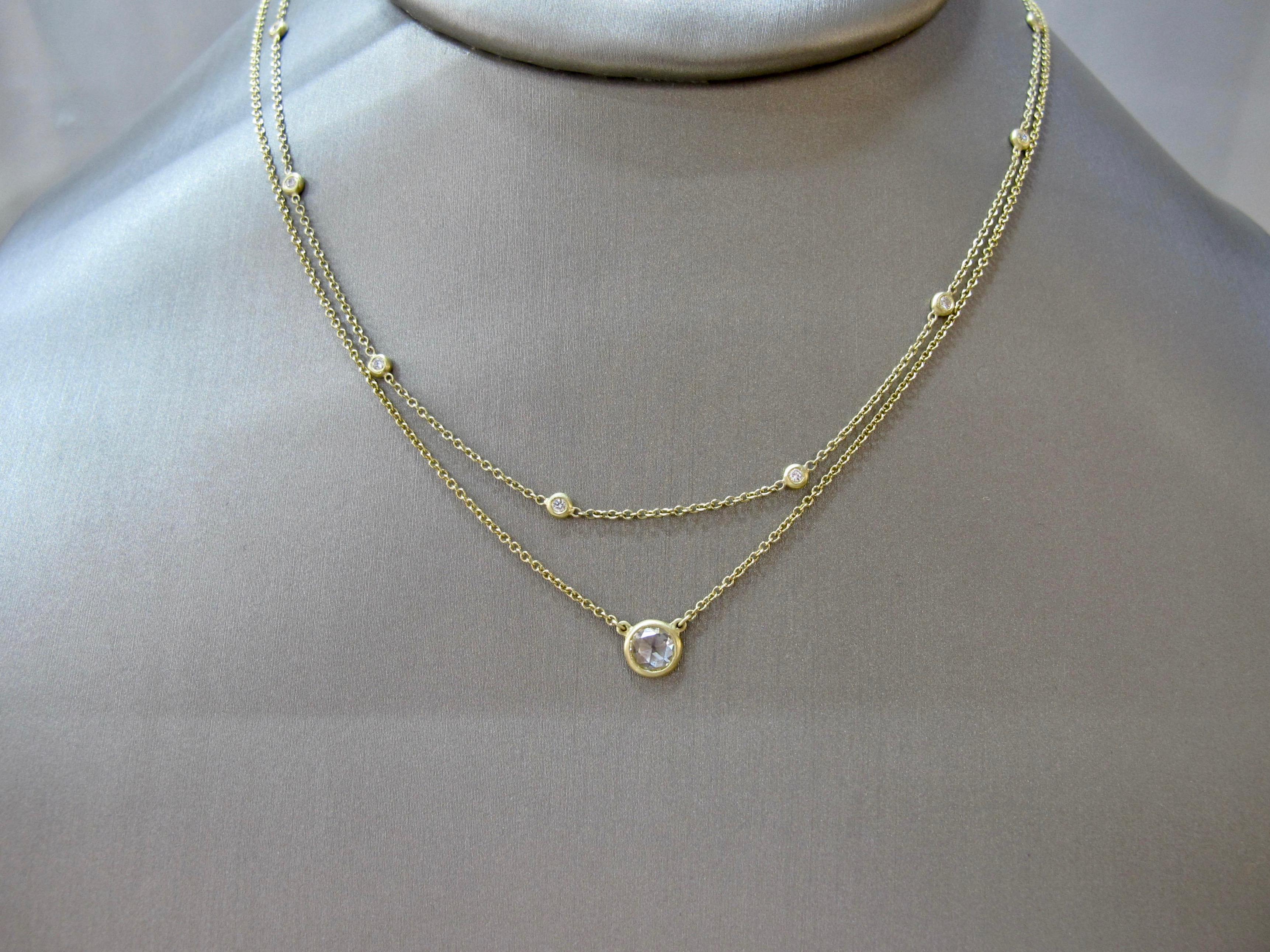 Collana con diamanti taglio rosa in oro 18 carati di Faye Kim In condizioni Nuovo in vendita a Darien, CT