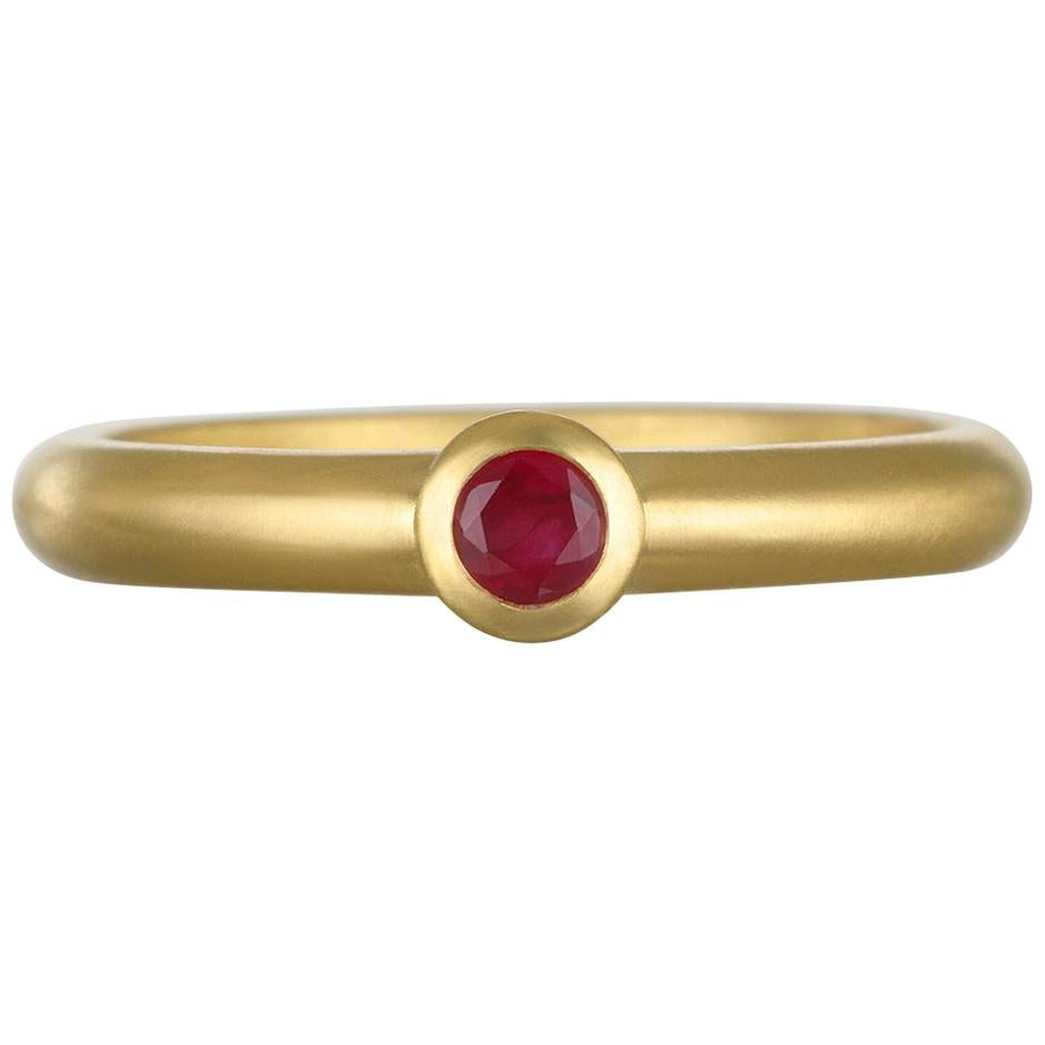 Faye Kim 18 Karat Gold Ruby Stack Ring