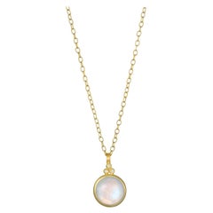 Faye Kim Pendentif en or 18 carats à triple diamant arc-en-ciel et pierre de lune arc-en-ciel