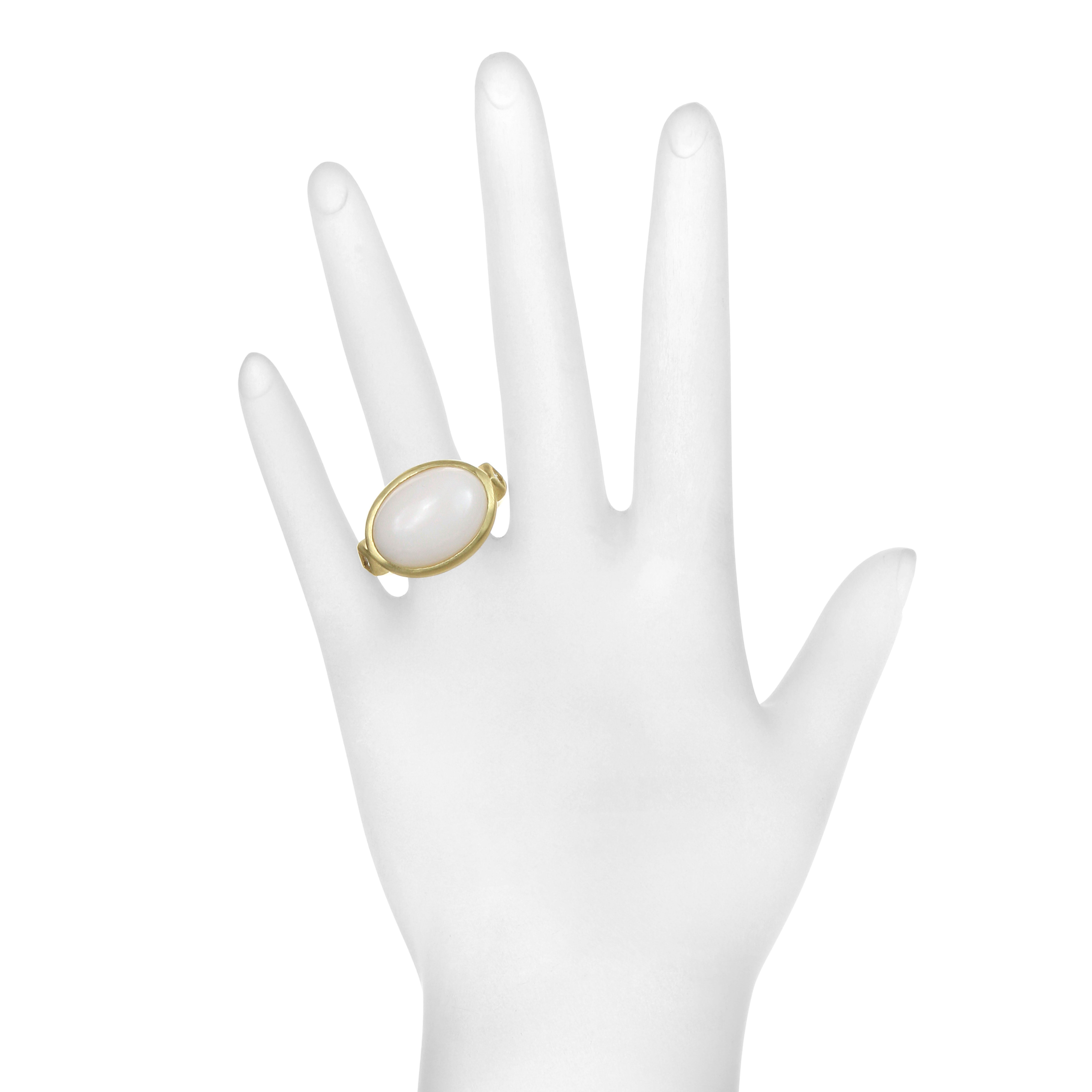 Contemporary Faye Kim 18 Karat Gold White Coral and Diamond Ring