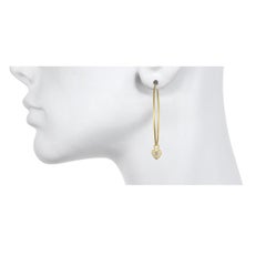 Faye Kim 18 Karat Gold Wire Hoops with Trillion Diamond Drops