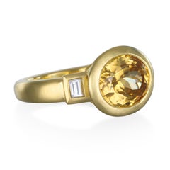 Faye Kim 18 Karat Gold Yellow Zircon Diamond Baguette Ring
