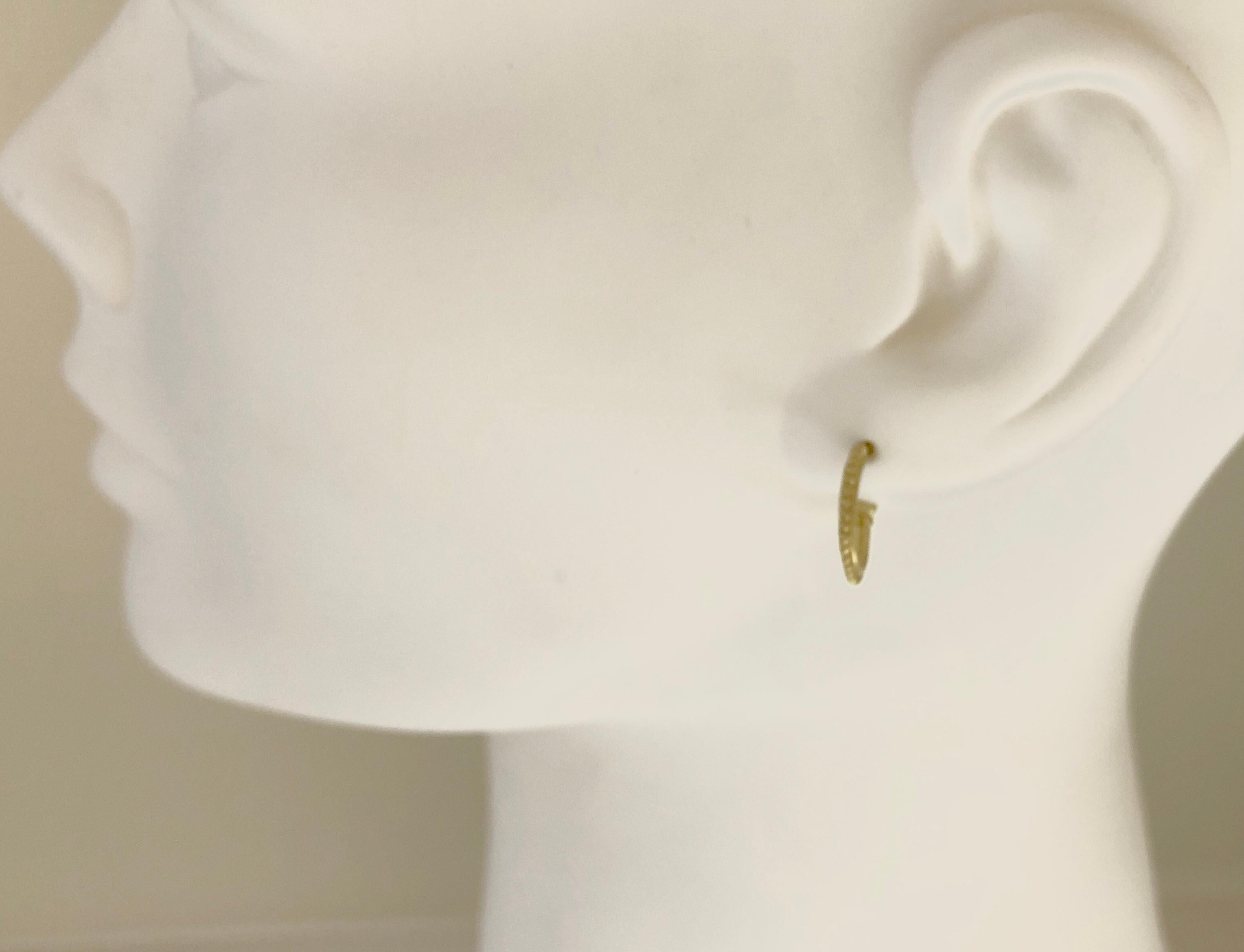 Round Cut Faye Kim 18 Karat Granulation Hoop Earrings with Removable Diamond Drops For Sale