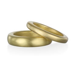 Faye Kim 18 Karat Gold Square Wide Stack Band Ring