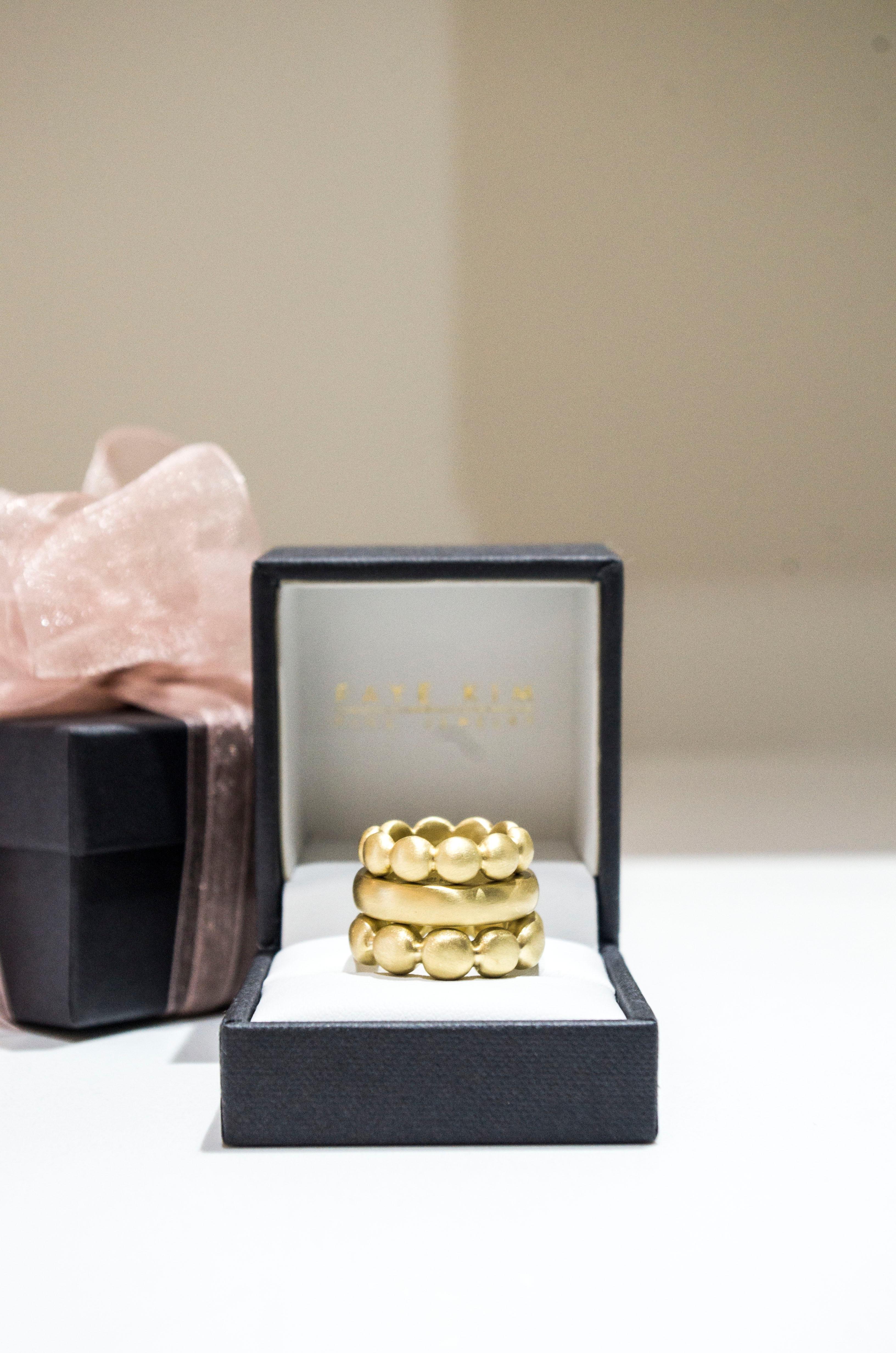 Faye Kim 18 Karat Solid Gold Square Stack Band Ring In New Condition For Sale In Westport, CT