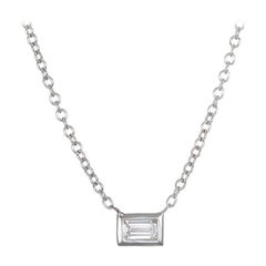 18 Karat Weißgold Diamant Baguette-Halskette von Kim