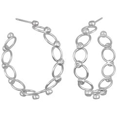 Faye Kim 18 Karat White Gold Diamond Lace Hoops