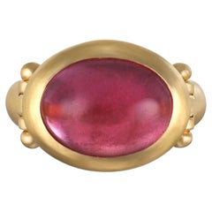 Faye Kim 22 Karat Gold 10 Carat Pink Tourmaline Hinged Bezel Ring