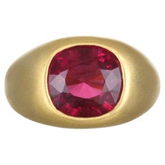 Faye Kim 22 Karat Gold 6.55 Carat Rubellite Ring, Size 6.5