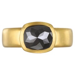 Faye Kim 22 Karat Gold Black Diamond Bezel Ring