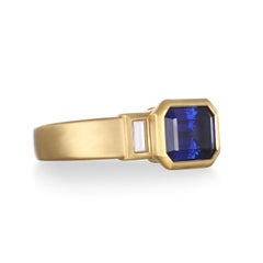 Faye Kim 22 Karat Gold Ceylon Sapphire 3-Stone Ring