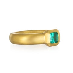 Faye Kim 22 Karat Gold Colombian Emerald Bezel Ring