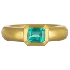 Faye Kim 22 Karat Gold Colombian Emerald Bezel Ring