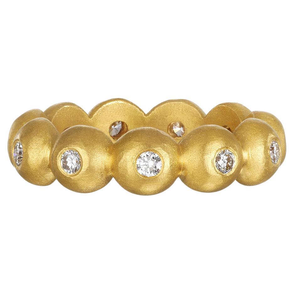 Faye Kim 22 Karat Gold Diamond Granulation Bead Band Ring For Sale
