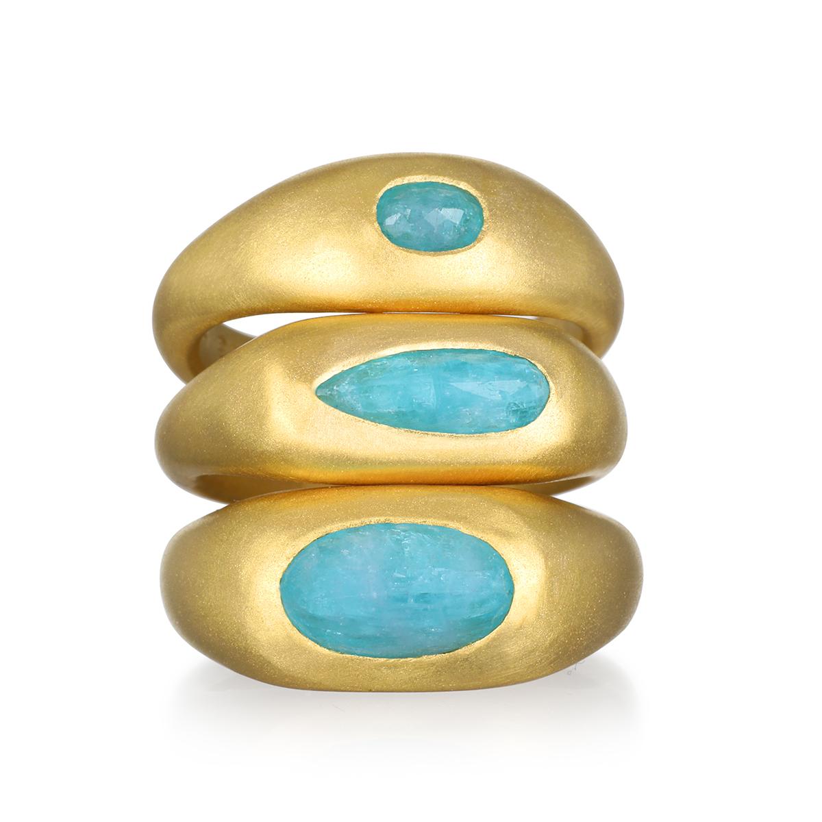Faye Kim 22 Karat Gold Paraiba Tourmaline Ring - .30 carats For Sale 1