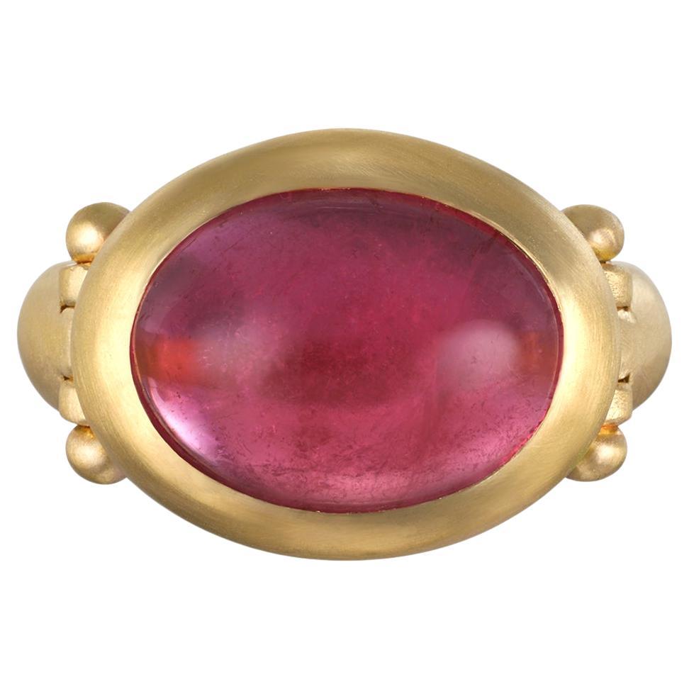 Faye Kim 22 Karat Gold Pink Tourmaline Hinged Bezel Ring