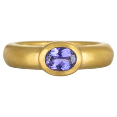 Faye Kim 22 Karat Gold Tanzanite Faceted Oval Ring