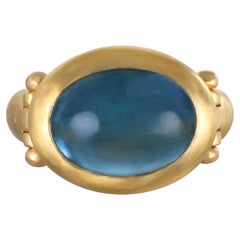 Faye Kim 22K Gold 8.5ct Aquamarine Hinged Bezel Ring, USA