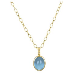Faye Kim Aquamarine 18 Karat Gold Pendant With Granulation Bail