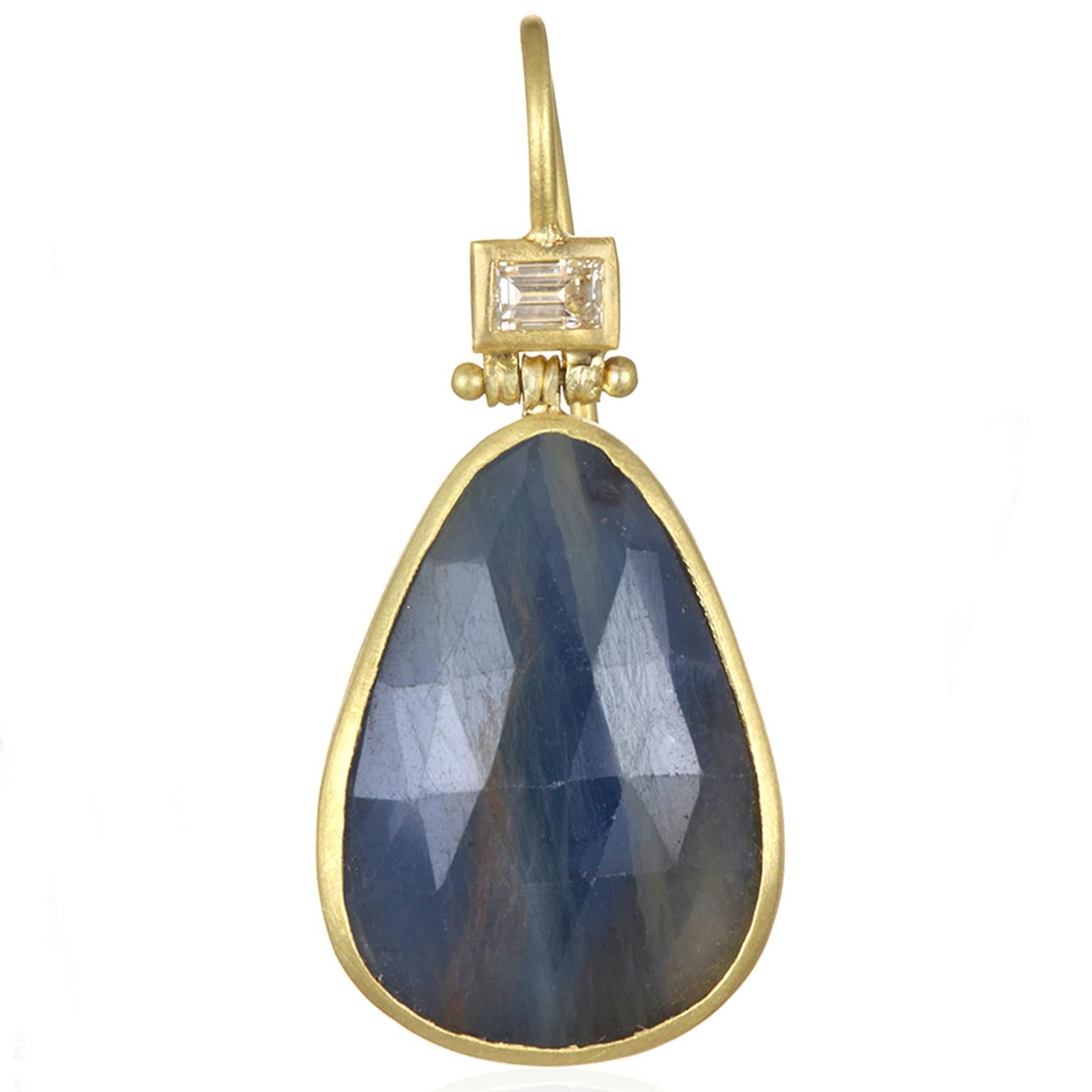 Modern Faye Kim Blue Sapphire Diamond Hinged Earrings